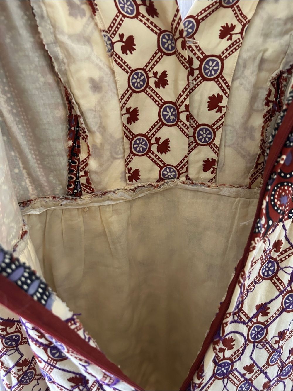 Vintage 1970s Del-Ann's Quilted Prairie Dress Cottagecore Retro Western Boho - Picture 8 of 13